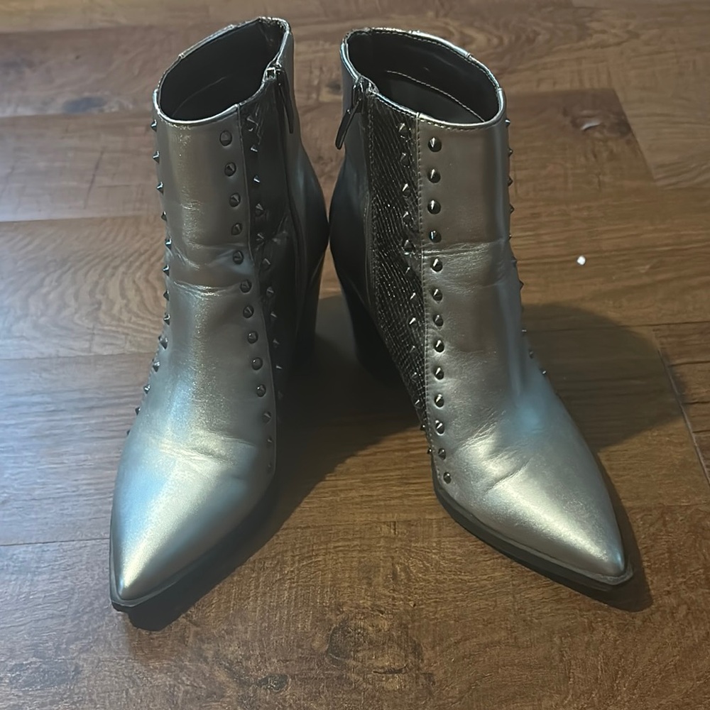 Silver Studded Ankle Boots